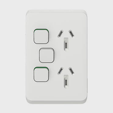 Clipsal Iconic Vertical Double Powerpoint + Extra Switch 10A - 3025VXA-VW - ARCK Electrical Wholesale Supplies