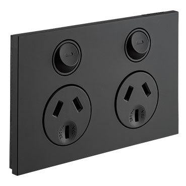 CLIPSAL SATURN ZEN DOUBLE POWERPOINT (BLACK) - Z4025-ZB - ARCK Electrical Wholesale Supplies