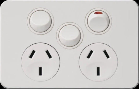 Hager 10 Amp SILHOUETTE Double - WBSP2XS-MW - ARCK Electrical Wholesale Supplies