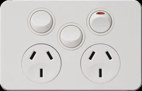 Hager 10 Amp SILHOUETTE Double - WBSP2XS-MW - ARCK Electrical Wholesale Supplies