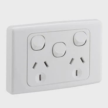 Clipsal 10 Amp 2000 SERIES Double Internal Powerpoint With Extra Switch White - 2025XA-WE - ARCK Electrical Wholesale Supplies