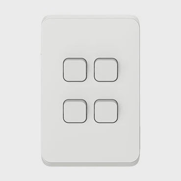 Clipsal Iconic 4 Gang Switch Skin Vivid White - 3044C-VW - ARCK Electrical Wholesale Supplies