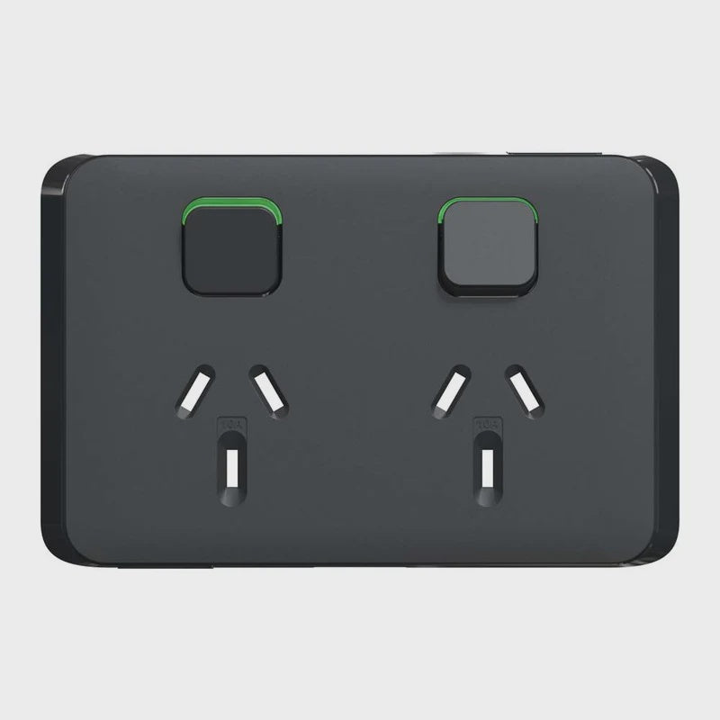 Clipsal Iconic Double PowerPoint Skin Black - 3025C-XB - ARCK Electrical Wholesale Supplies