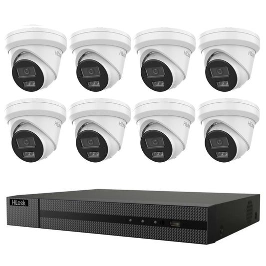 Hikvision HiLook 8MP 4K IntelliSense 16-Channel CCTV Bundle: 8 x IP Turret Cameras IPC-T381H- Includes 16-Channel PoE NVR216MH-C/16P