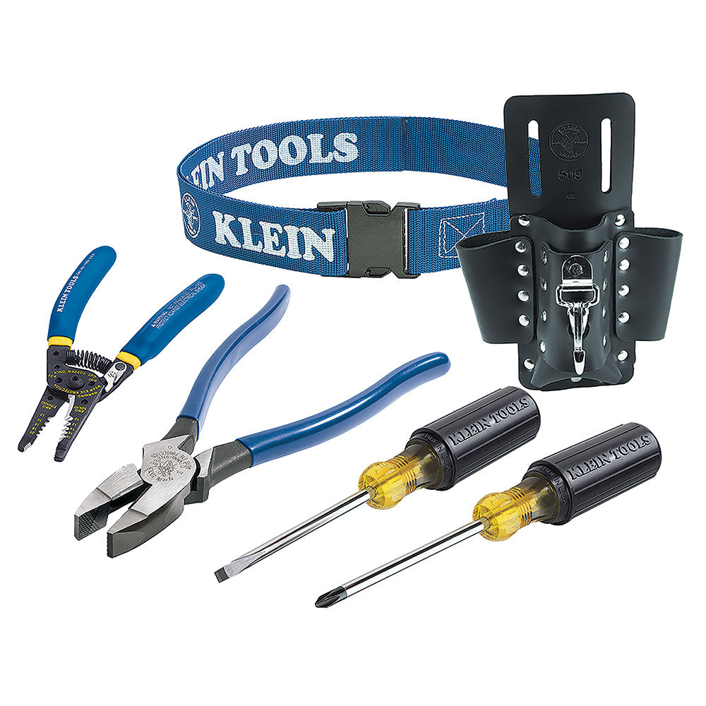 Klein Tools Trim-Out Tool Set with Leather Tool Pouch, 6-Piece- A-80006