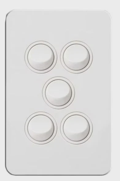 Hager Silhouette 5 Gang Switch (Gloss White) - WBSSV5
