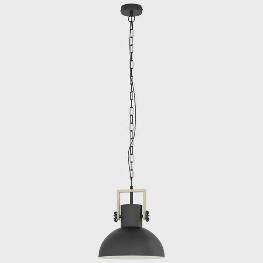 Lubenham 1 Light Pendant Black / Brown - 43162N - ARCK Electrical Wholesale Supplies