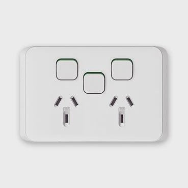 Clipsal Iconic Double Powerpoint 10A + Extra Blank Switch - 3025XUA-VW - ARCK Electrical Wholesale Supplies