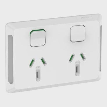 Clipsal Pro Double Powerpoint White - P3025-XW - ARCK Electrical Wholesale Supplies