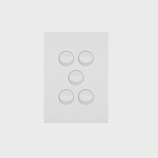 Hager Finesse 5 Gang Switch (Gloss White) - WBQSV5 - ARCK Electrical Wholesale Supplies