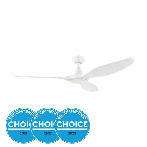 Noosa 60 DC Fan 18W LED Tri-Col Wht - 202973 - ARCK Electrical Wholesale Supplies