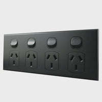 4 Gang Slimline Power Point – MATTE BLACK PO410MB-L