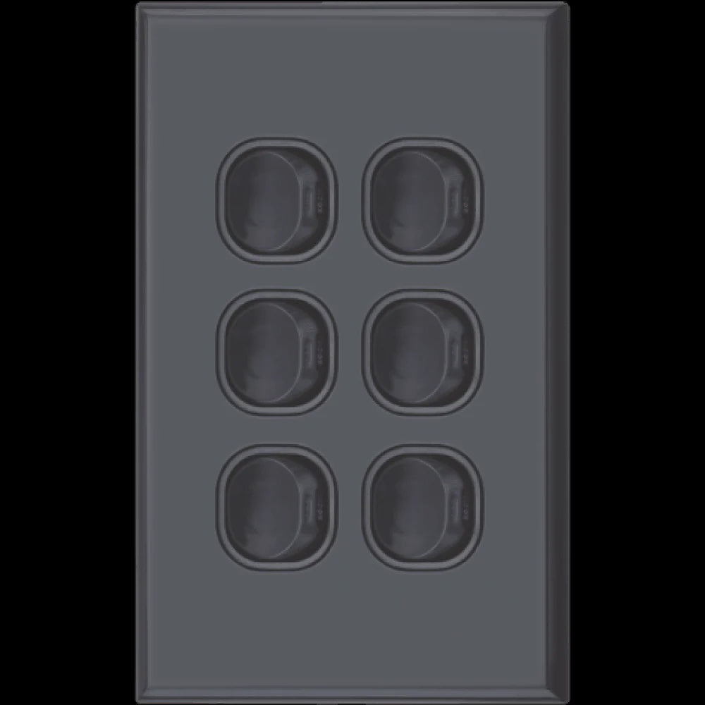 Gloss Black standard 6 gang switch - DXWS6V/B - ARCK Electrical Wholesale Supplies