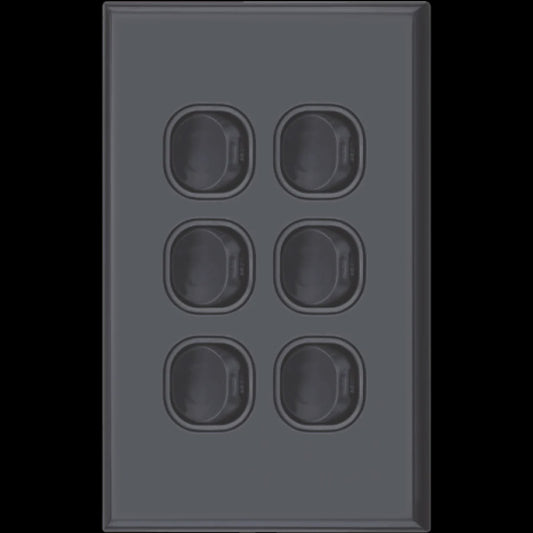 Gloss Black standard 6 gang switch - DXWS6V/B - ARCK Electrical Wholesale Supplies