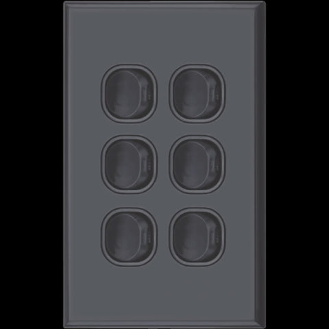 Gloss Black standard 6 gang switch - DXWS6V/B - ARCK Electrical Wholesale Supplies