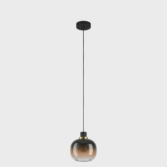 OILELLA Pendant Light Black / Brass Steel Black Brown Glass - 99614N - ARCK Electrical Wholesale Supplies