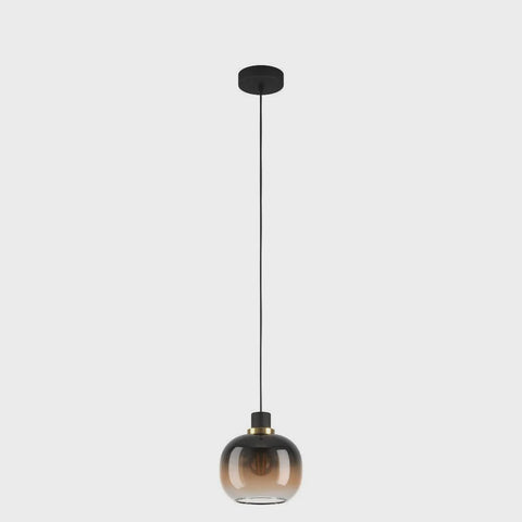 OILELLA Pendant Light Black / Brass Steel Black Brown Glass - 99614N - ARCK Electrical Wholesale Supplies