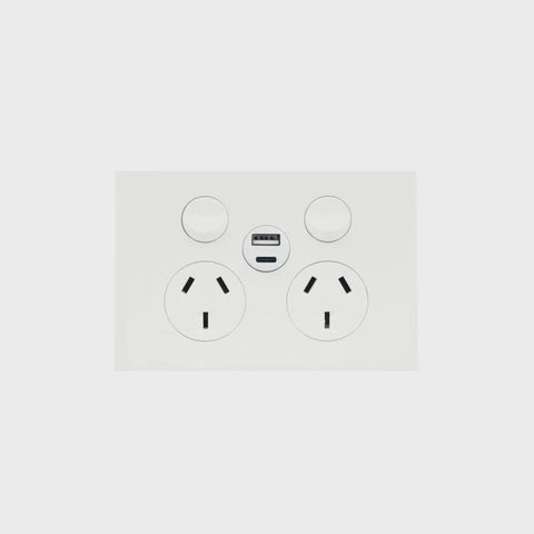 Finesse Double GPO + USB Port (MATT WHITE) - WBQP2SUSBAC-MW - ARCK Electrical Wholesale Supplies