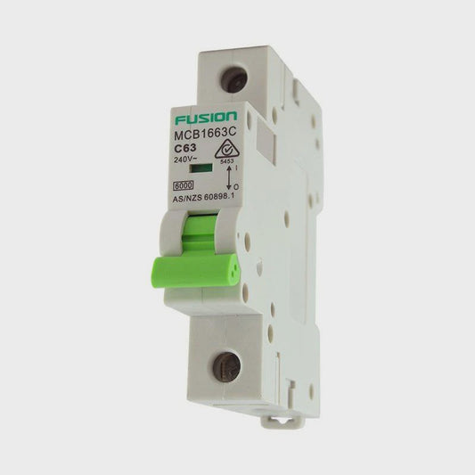 Circuit Breaker 1 Pole 250V ac. 63amp C Curve Breaking capacity 6kA - MCB1663C - ARCK Electrical Wholesale Supplies