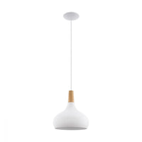 Sabinar 1 Light Pendant White & Brown 280mm - 96982N
