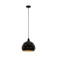 Roccaforte 1 Light Pendant Black & Gold 400mm - 97841N