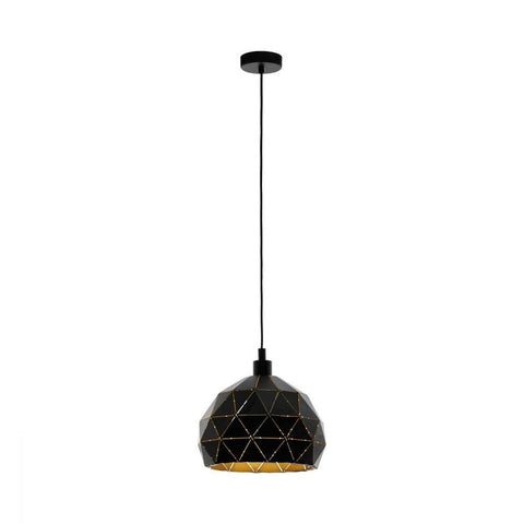 Roccaforte 1 Light Pendant Black & Gold 400mm - 97841N