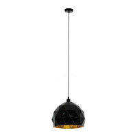 Roccaforte 1 Light Pendant Black & Gold 300mm - 97845N