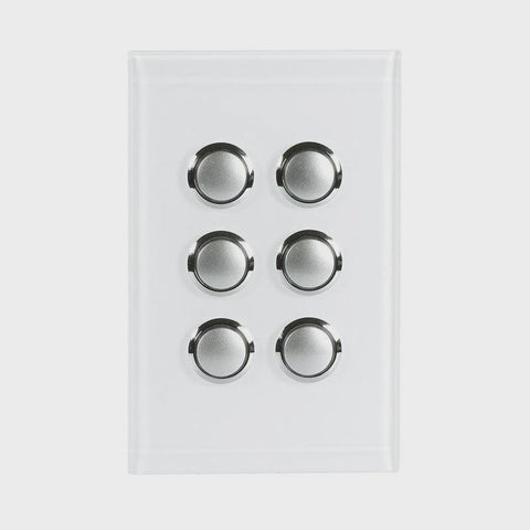 CLIPSAL SATURN 6 GANG PUSHBUTTON LED SWITCH - PURE WHITE - 4066PBLPW - ARCK Electrical Wholesale Supplies