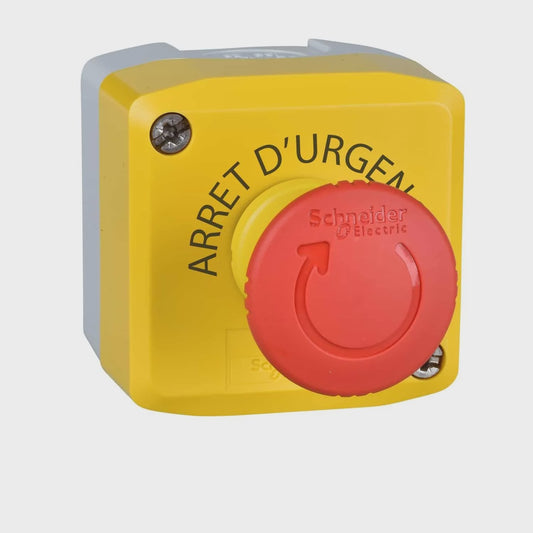 Clipsal Control station, Harmony XALD, XALK, plastic, yellow, 1 red mushroom head push button 40mm - XALK178E - ARCK Electrical Wholesale Supplies