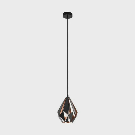 Carlton 1 Light Pendant Small Black and Copper Steel - 49997N - ARCK Electrical Wholesale Supplies