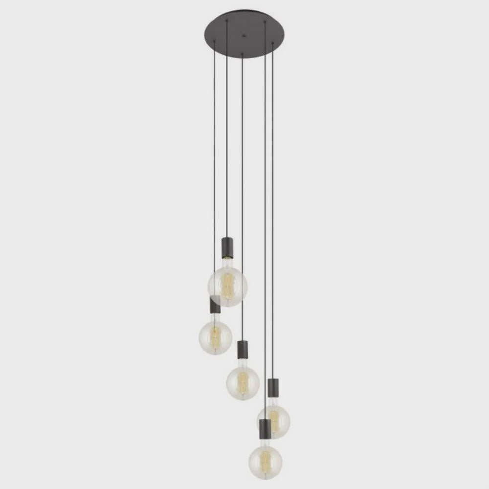 Pozueta 5 Light Pendant Black Steel - 205161N - ARCK Electrical Wholesale Supplies