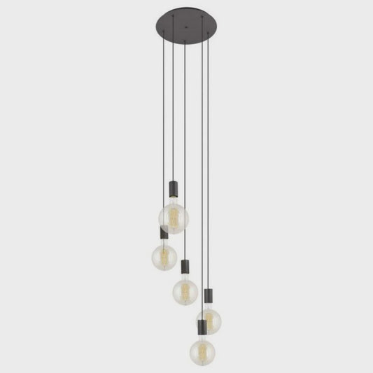 Pozueta 5 Light Pendant Black Steel - 205161N - ARCK Electrical Wholesale Supplies