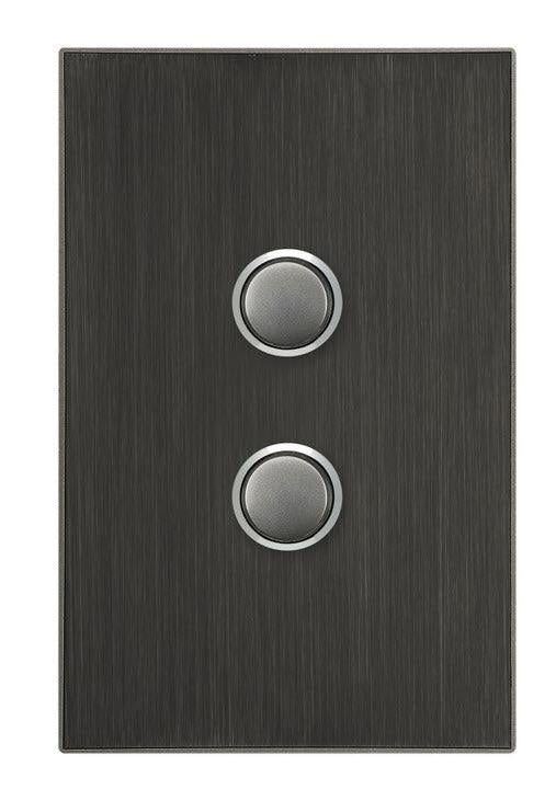 CLIPSAL SATURN 2 GANG PUSHBUTTON LED SWITCH - HORIZON BLACK - 4062PBLHB - ARCK Electrical Wholesale Supplies