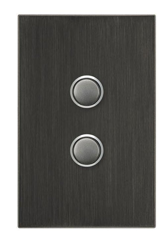 CLIPSAL SATURN 2 GANG PUSHBUTTON LED SWITCH - HORIZON BLACK - 4062PBLHB - ARCK Electrical Wholesale Supplies