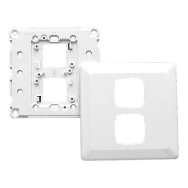 Clipsal 2 Gang PRESTIGE Large Format Grid Plate & Cover White Electric - P2032/2VH-WE - ARCK Electrical Wholesale Supplies