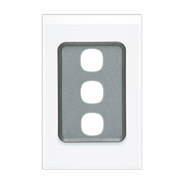 Clipsal 3 Gang SATURN Grid & Cover Plate Excluding Mech Pure White - 4033VH-PW - ARCK Electrical Wholesale Supplies