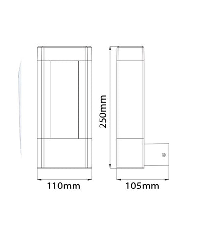 WALL S/M 10W RECT Matt Blk 3K IP54 Opal Diff 560 Lm - AMUN1