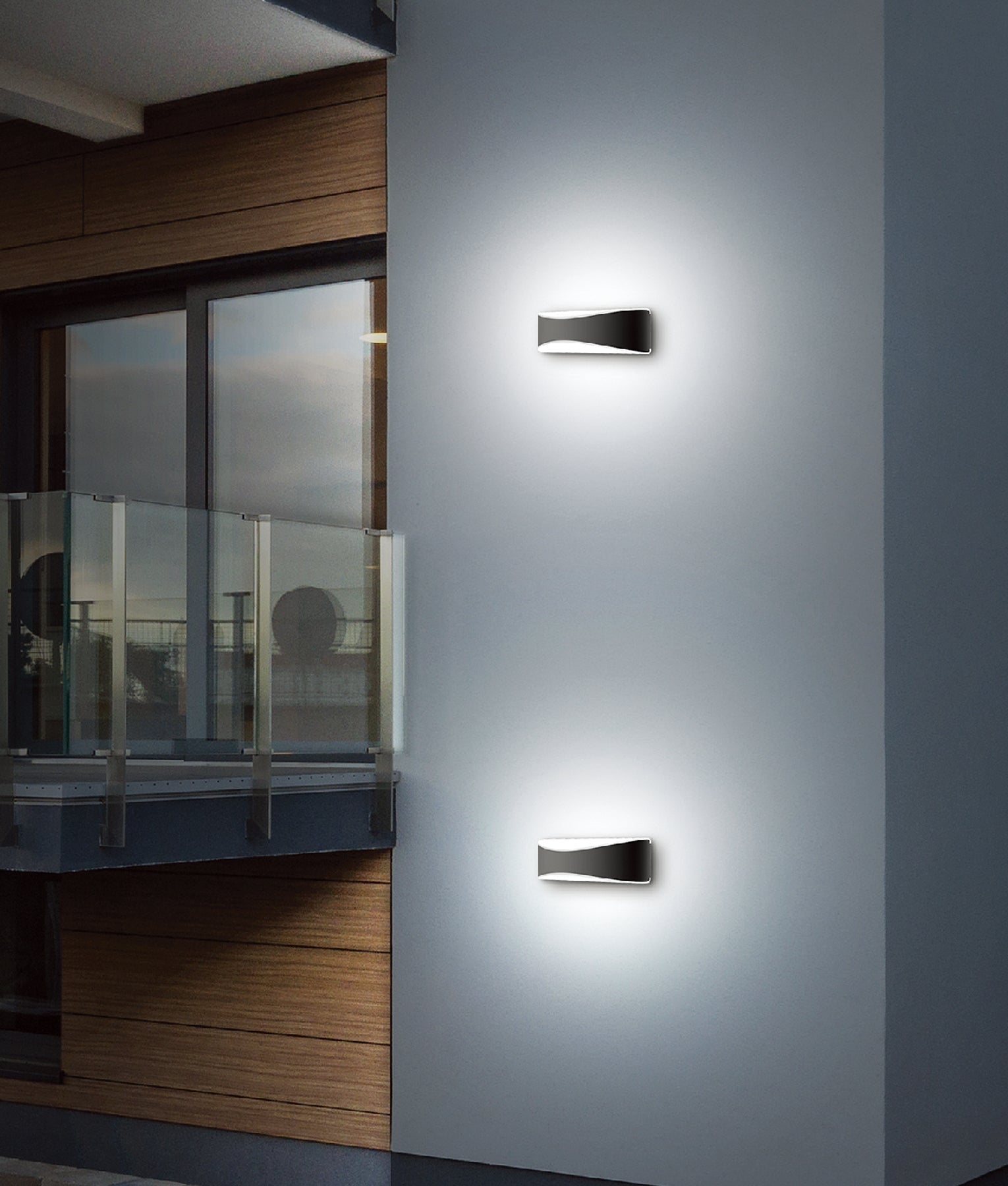 WALL S/M Up/Dn CURVED Dark grey/Matt Wh 3K IP65 Opal - APIS1