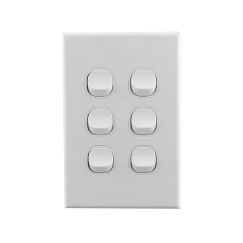 Light Switch Vertical 6 Gang 2 - BS-LS166V - ARCK Electrical Wholesale Supplies