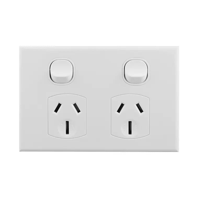 Double Power Point White 250V - BS-POD15 - ARCK Electrical Wholesale Supplies