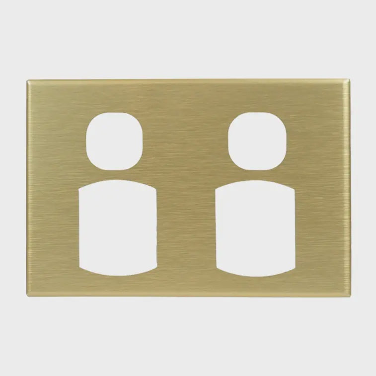 CSG Brushed Brass Cover Plate Double GPO GEO - CBLPOD - ARCK Electrical Wholesale Supplies