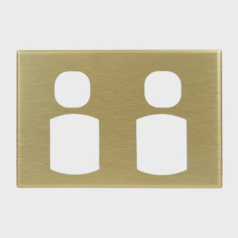 CSG Brushed Brass Cover Plate Double GPO GEO - CBLPOD - ARCK Electrical Wholesale Supplies