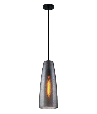 PENDANT ES Smoke Blk Glass ELLIPSE w/Rain Drop OD135mm - CHUVA1