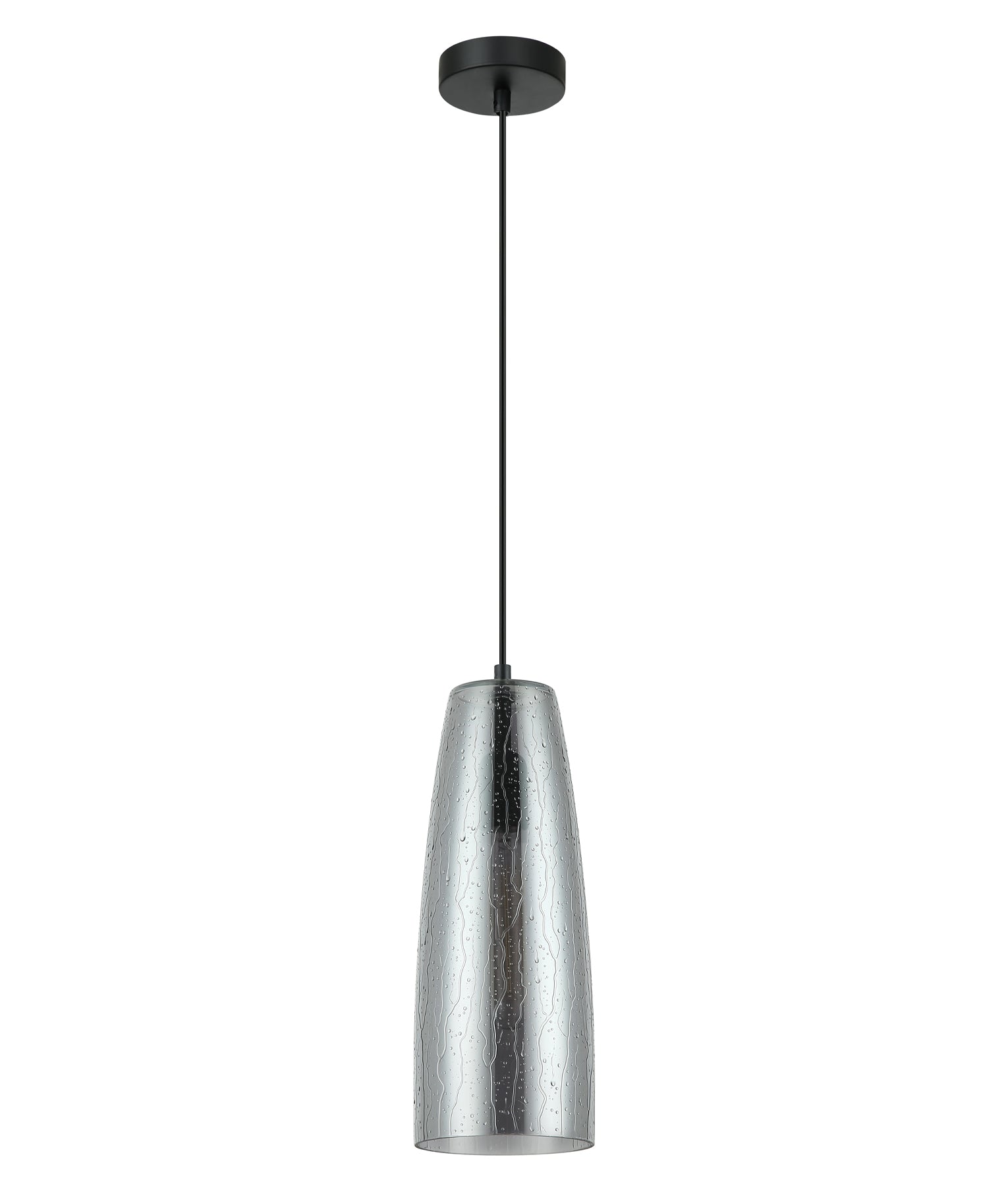 PENDANT ES Smoke Blk Glass ELLIPSE w/Rain Drop OD135mm - CHUVA1