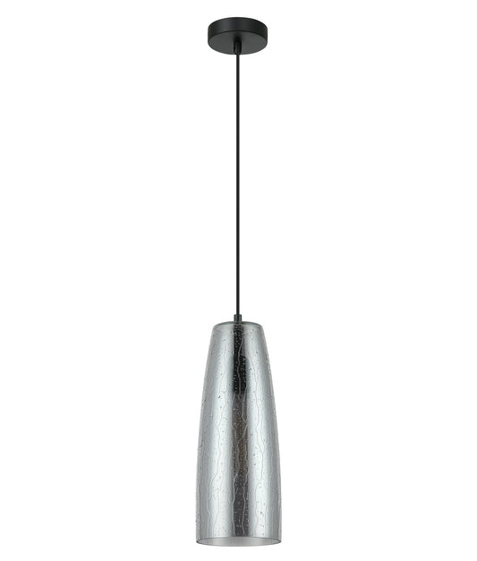 PENDANT ES Smoke Blk Glass ELLIPSE w/Rain Drop OD135mm - CHUVA1
