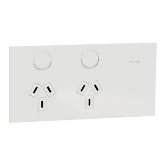 Clipsal Solis T Series Double Powerpoint 10A White Ceramic     1025-WC