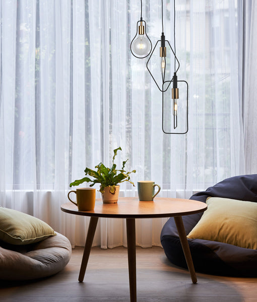 PENDANT ES BLK w/ Antique Brass Highlight - CONTOUR1