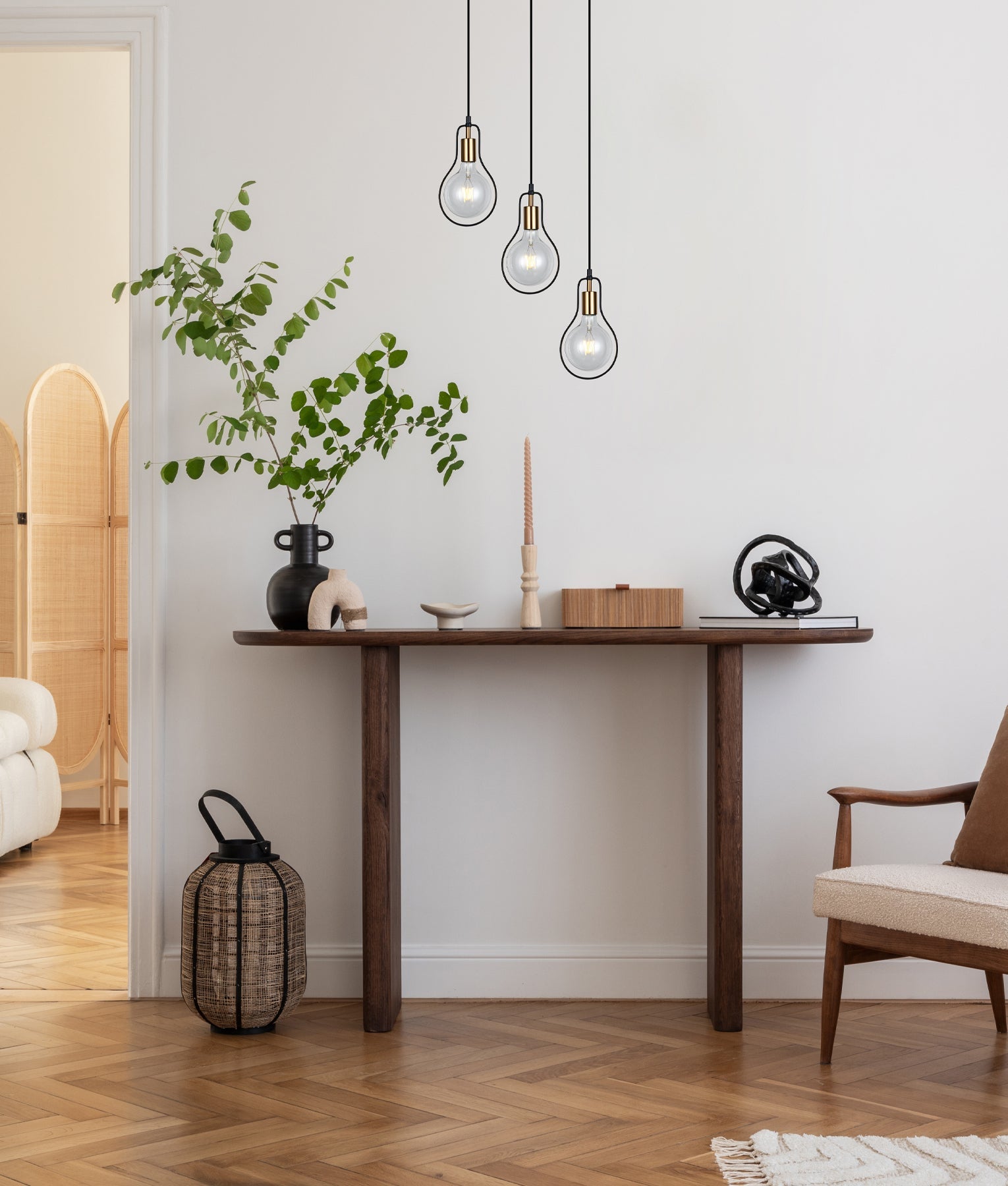 PENDANT ES BLK w/ Antique Brass Highlight - CONTOUR1