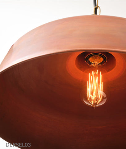 PENDANT ES Aged Copper ANGLED DOME IP23 OD400mm x H175mm - DEKSEL03