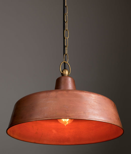 PENDANT ES Aged Copper ANGLED DOME IP23 OD400mm x H175mm - DEKSEL03